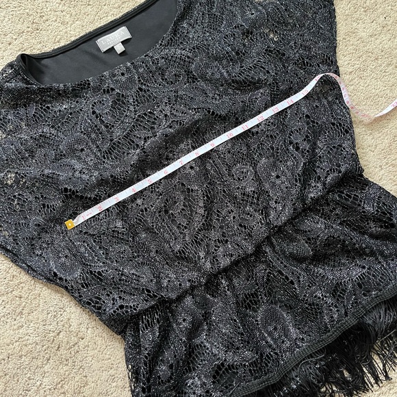 Laura Black Lace Coquette Fringe Blouse Size M All Over Shimmer Whimsygoth - Picture 7 of 10